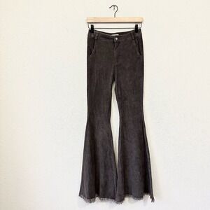 REVEROF Cowgirl Corduroy Jean Flare Pants Frayed Hem in Brown